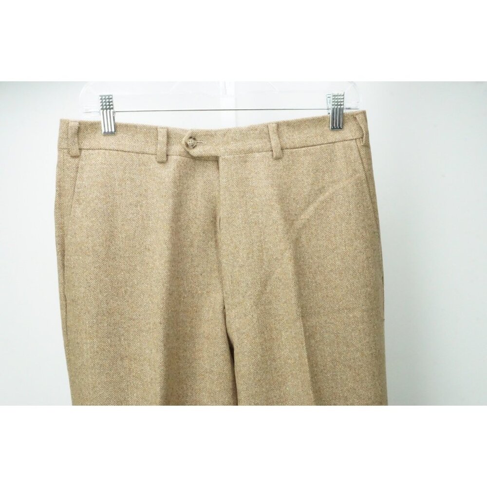 Valentini Blu Brown Herringbone Tweed Wool Blend Pants Trousers Sz 32 NEW